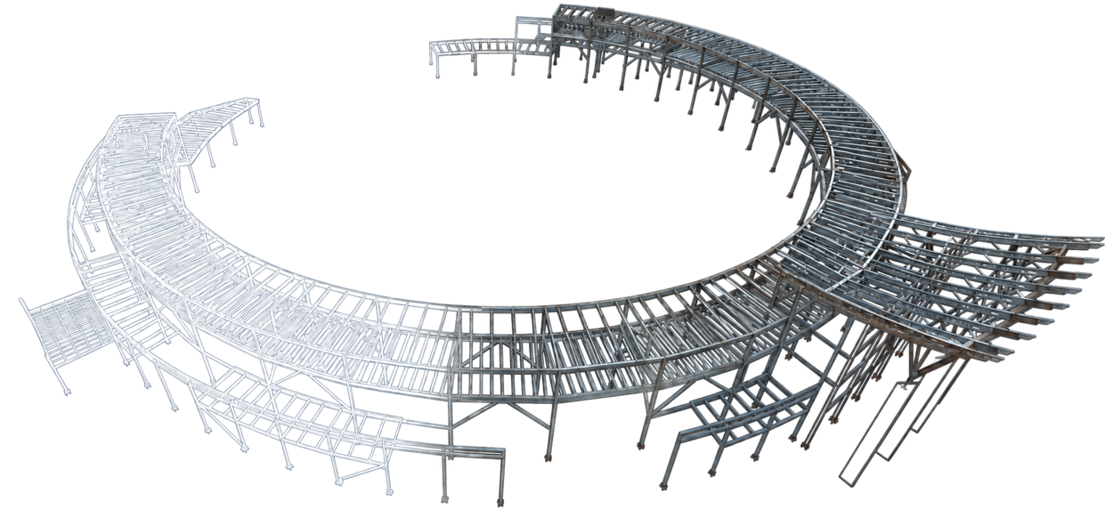 Structural steel model transitioning from a line drawing to fabricated steel