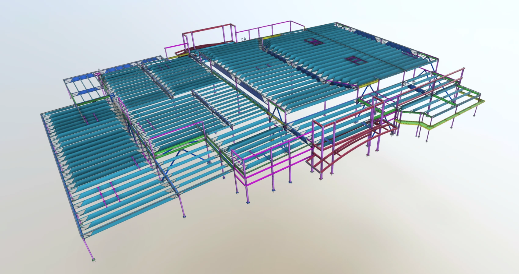 3D structural steel model of the Life Church project